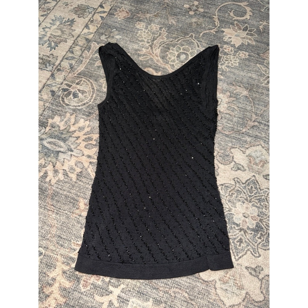 Vintage Y2K Michelle Nicole Knitwear Beaded Tank Top Black